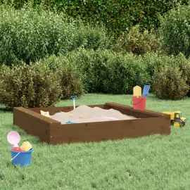 jardin-terroir.com - Bac à sable avec sièges marron miel carré bois de pin massif