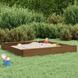 jardin-terroir.com - Bac à sable avec sièges marron miel carré bois de pin massif