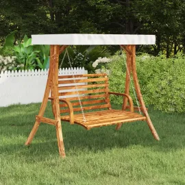 jardin-terroir.com - Cadre de balançoire avec toit crème Bois courbé à finition teck