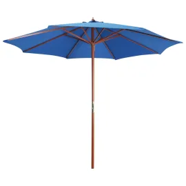 jardin-terroir.com - Parasol avec mât en bois 300x258 cm Bleu