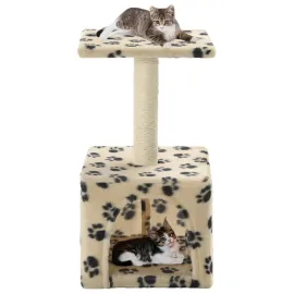 jardin-terroir.com - Arbre à chat avec griffoirs en sisal 55 cm Beige Motif de pattes