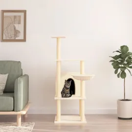 jardin-terroir.com - Arbre à chat avec griffoirs en sisal crème 132 cm