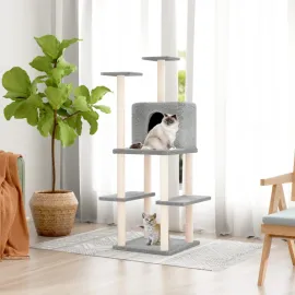 jardin-terroir.com - Arbre à chat avec griffoirs en sisal Gris clair 144,5 cm
