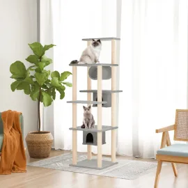 jardin-terroir.com - Arbre à chat avec griffoirs en sisal Gris clair 169 cm