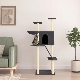 jardin-terroir.com - Arbre à chat avec griffoirs en sisal gris foncé 143 cm