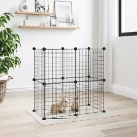 jardin-terroir.com - Cage animaux de compagnie à 12 panneaux et porte Noir 35x35 cm