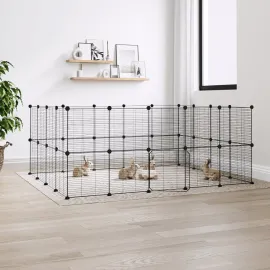 jardin-terroir.com - Cage animaux de compagnie à 36 panneaux et porte Noir 35x35 cm