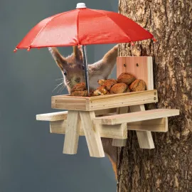 jardin-terroir.com - HI Mangeoire pour écureuils avec parapluie Beige
