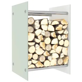 jardin-terroir.com - Portant de bois de chauffage Blanc 40x35x60 cm Verre