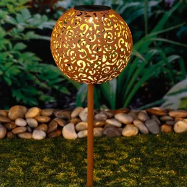 jardin-terroir.com - HI Lampe de jardin solaire à LED 18 cm Métal Marron