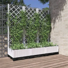 jardin-terroir.com - Jardinière avec treillis Blanc 120x40x121,5 cm PP