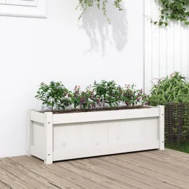 jardin-terroir.com - Jardinière blanc 90x31x31 cm bois massif de pin