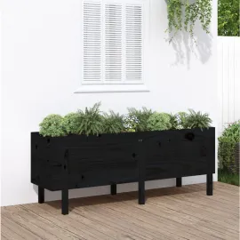 jardin-terroir.com - Lit surélevé de jardin noir 160x50x57 cm bois de pin massif