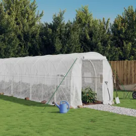 jardin-terroir.com - Serre avec cadre en acier blanc 16 m² 8x2x2 m