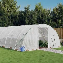 jardin-terroir.com - Serre avec cadre en acier blanc 56 m² 14x4x2 m