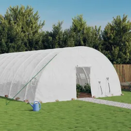 jardin-terroir.com - Serre avec cadre en acier blanc 36 m² 6x6x2,85 m