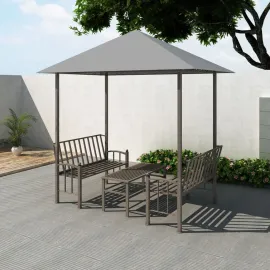 jardin-terroir.com - Chapiteau de jardin avec table et bancs 2,5x1,5x2,4m Anthracite
