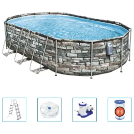 jardin-terroir.com - Bestway Ensemble de piscine ovale Power Steel Comfort 610x366x122 cm