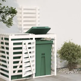 jardin-terroir.com - Extension d'abri de poubelle sur roulettes blanc pin massif