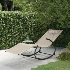 jardin-terroir.com - Chaise longue à bascule Crème Acier et textilène