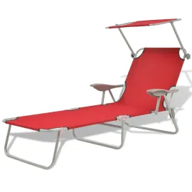jardin-terroir.com - Chaise longue avec auvent Acier Rouge