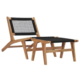 jardin-terroir.com - Chaise longue avec repose-pied Bois de teck solide et corde