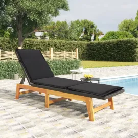 jardin-terroir.com - Chaise longue avec coussin Résine tressée/bois massif d'acacia 