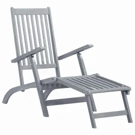 jardin-terroir.com - Chaise longue d'extérieur avec repose-pied Délavage gris Acacia