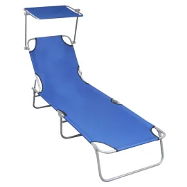 jardin-terroir.com - Chaise longue pliable avec auvent Bleu Aluminium