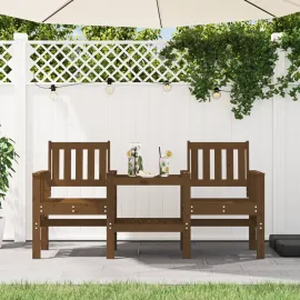 jardin-terroir.com - Banc de jardin avec table 2 places brun miel bois massif de pin