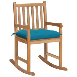 jardin-terroir.com - Chaise à bascule avec coussin bleu clair Bois de teck solide