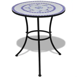 jardin-terroir.com - Table de bistro Bleu et blanc 60 cm Mosaïque 