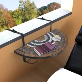 jardin-terroir.com - Table suspendue de balcon Terre cuite et blanc Mosaïque