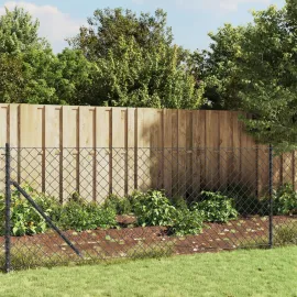 jardin-terroir.com - Clôture à mailles losangées avec ancrage anthracite 1x25 m