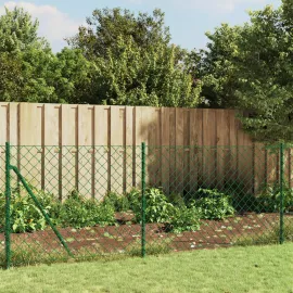 jardin-terroir.com - Clôture à mailles losangées avec piquet d'ancrage vert 1x10 m