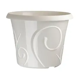jardin-terroir.com - Pot déco volute - 8.3 litres blanc perle