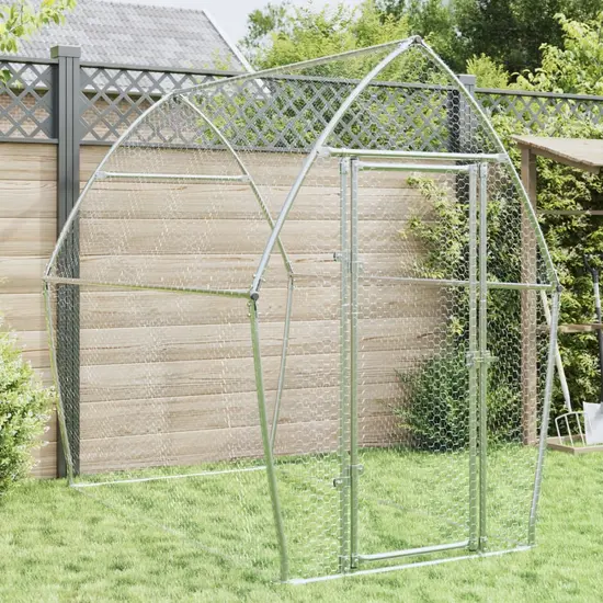 jardin-terroir.com - Cage pour poules argenté 200x105x182 cm acier galvanisé