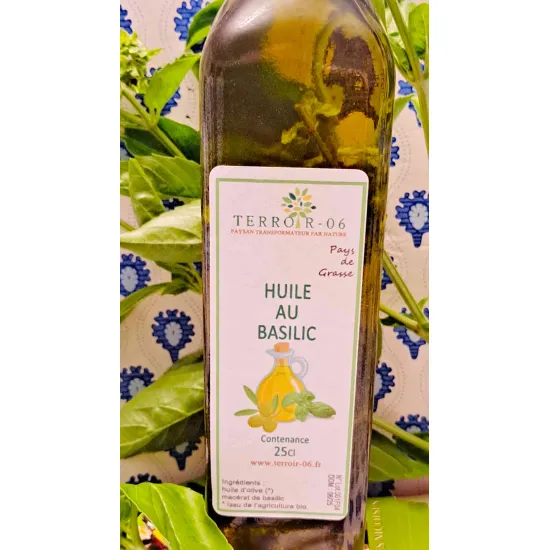 jardin-terroir.com - Huile aromatisée au basilic (par macérat solaire) – bouteille de 25 cl