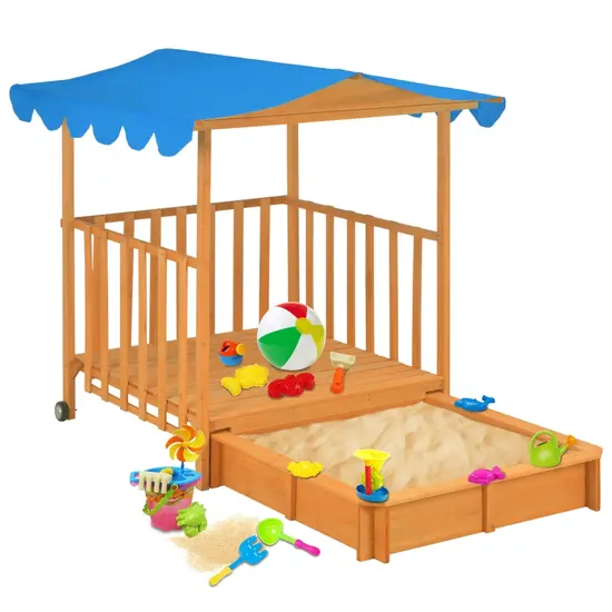 jardin-terroir.com - Maison de jeu d'enfants et bac à sable Bois de sapin Bleu UV50