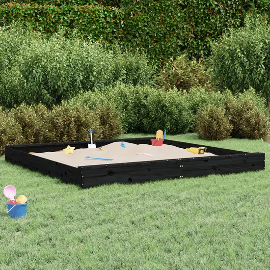 jardin-terroir.com - Bac à sable avec sièges noir carré bois de pin massif
