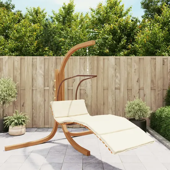 jardin-terroir.com - Chaise à bascule avec coussin tissu et bois massif de peuplier