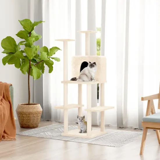 jardin-terroir.com - Arbre à chat avec griffoirs en sisal Crème 144,5 cm
