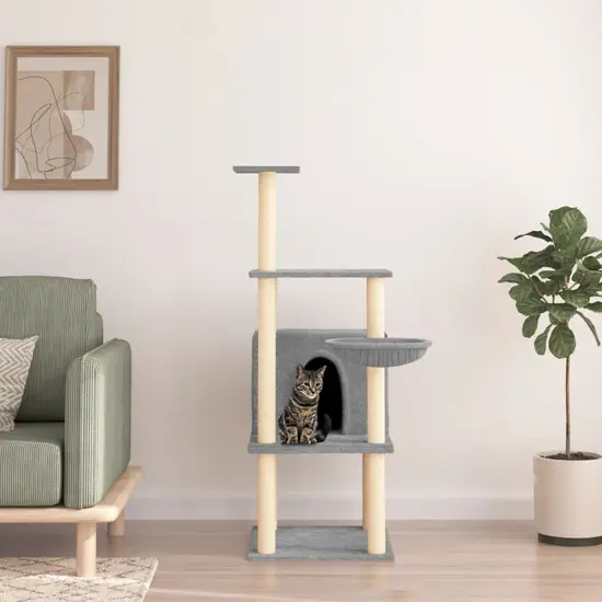 jardin-terroir.com - Arbre à chat avec griffoirs en sisal gris clair 132 cm