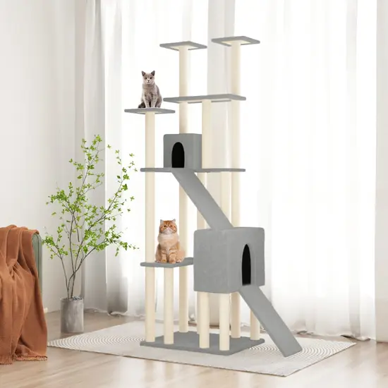 jardin-terroir.com - Arbre à chat avec griffoirs en sisal Gris clair 190 cm