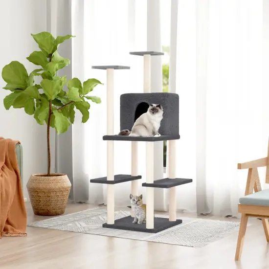 jardin-terroir.com - Arbre à chat avec griffoirs en sisal Gris foncé 144,5 cm