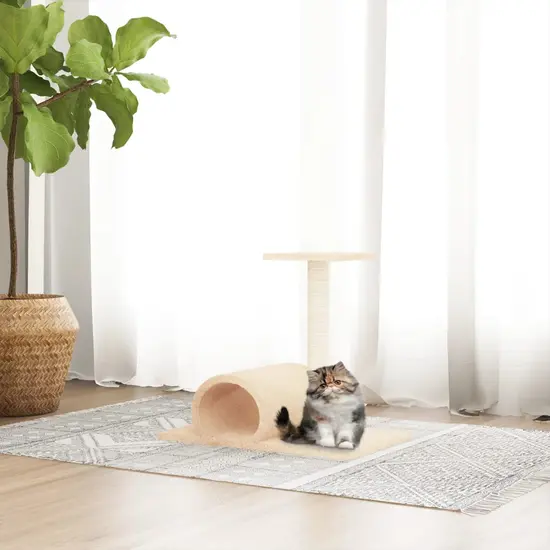 jardin-terroir.com - Arbre à chat avec tunnel Crème 60x34,5x50 cm