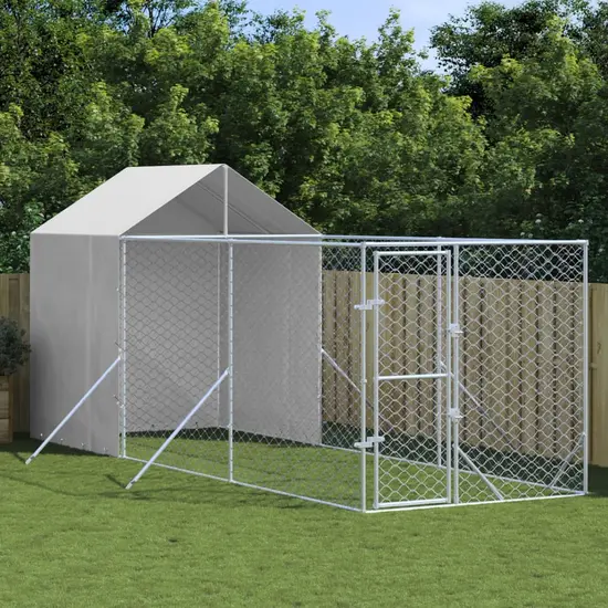 jardin-terroir.com - Chenil d'extérieur pour chiens avec toit argenté 2x6x2,5 m