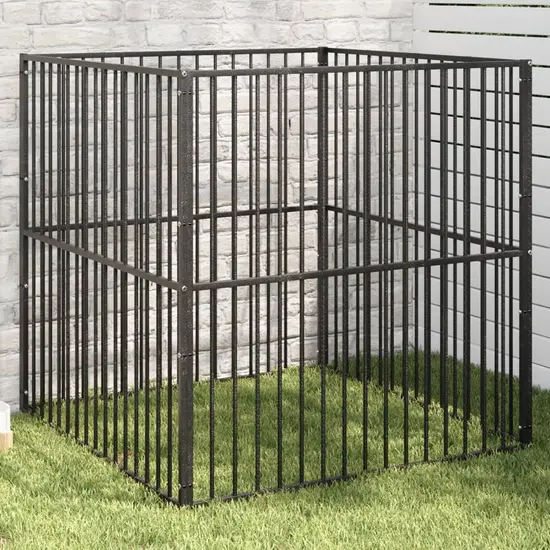 jardin-terroir.com - Parc pour chien 4 panneaux noir acier galvanisé