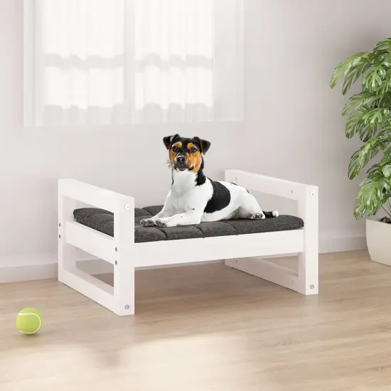 jardin-terroir.com - Lit pour chien Blanc 55,5x45,5x28 cm Bois de pin solide