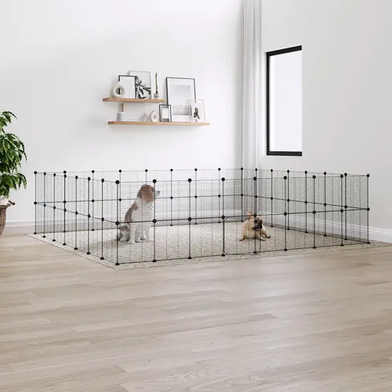 jardin-terroir.com - Cage animaux de compagnie à 60 panneaux et porte Noir 35x35 cm